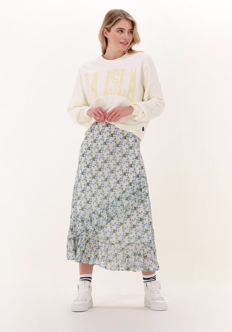 Blauwe COLOURFUL REBEL Midirok TIMI FLOWER RUFFLE MIDI SKIRT - large