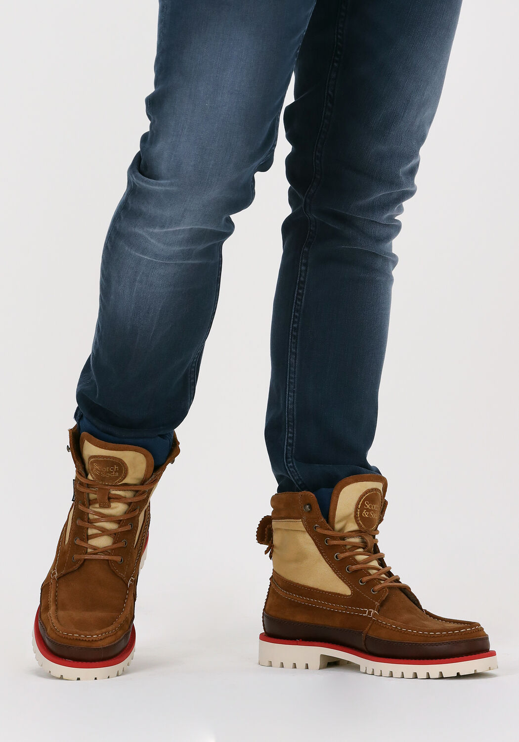 SCOTCH & SODA Bottines &agrave; lacets AVION en cognac - large