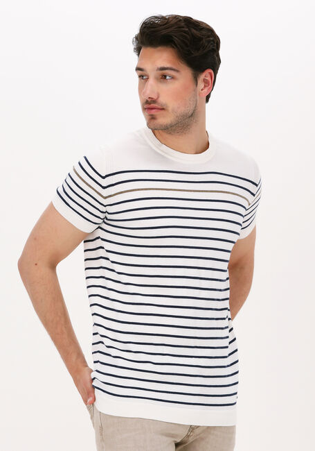 DSTREZZED T-shirt CREW S/S CONTRAST STRIPE KNIT en blanc - large