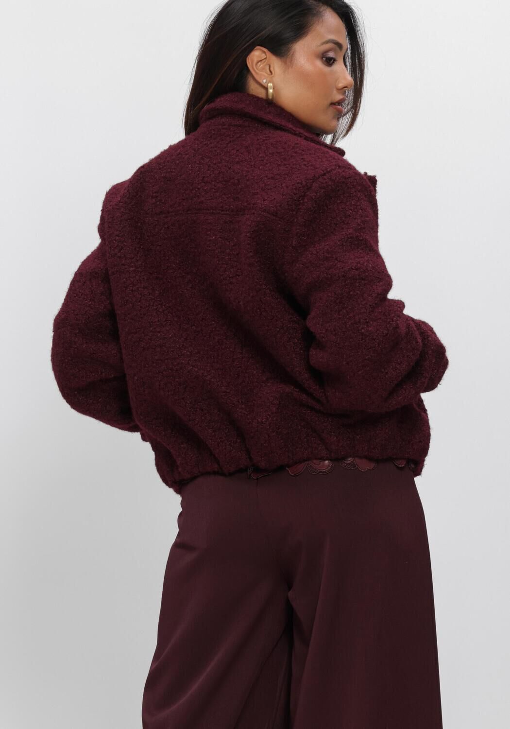 Bordeaux NUKUS Teddy jas MADELIN JACKET BOUCLE - large