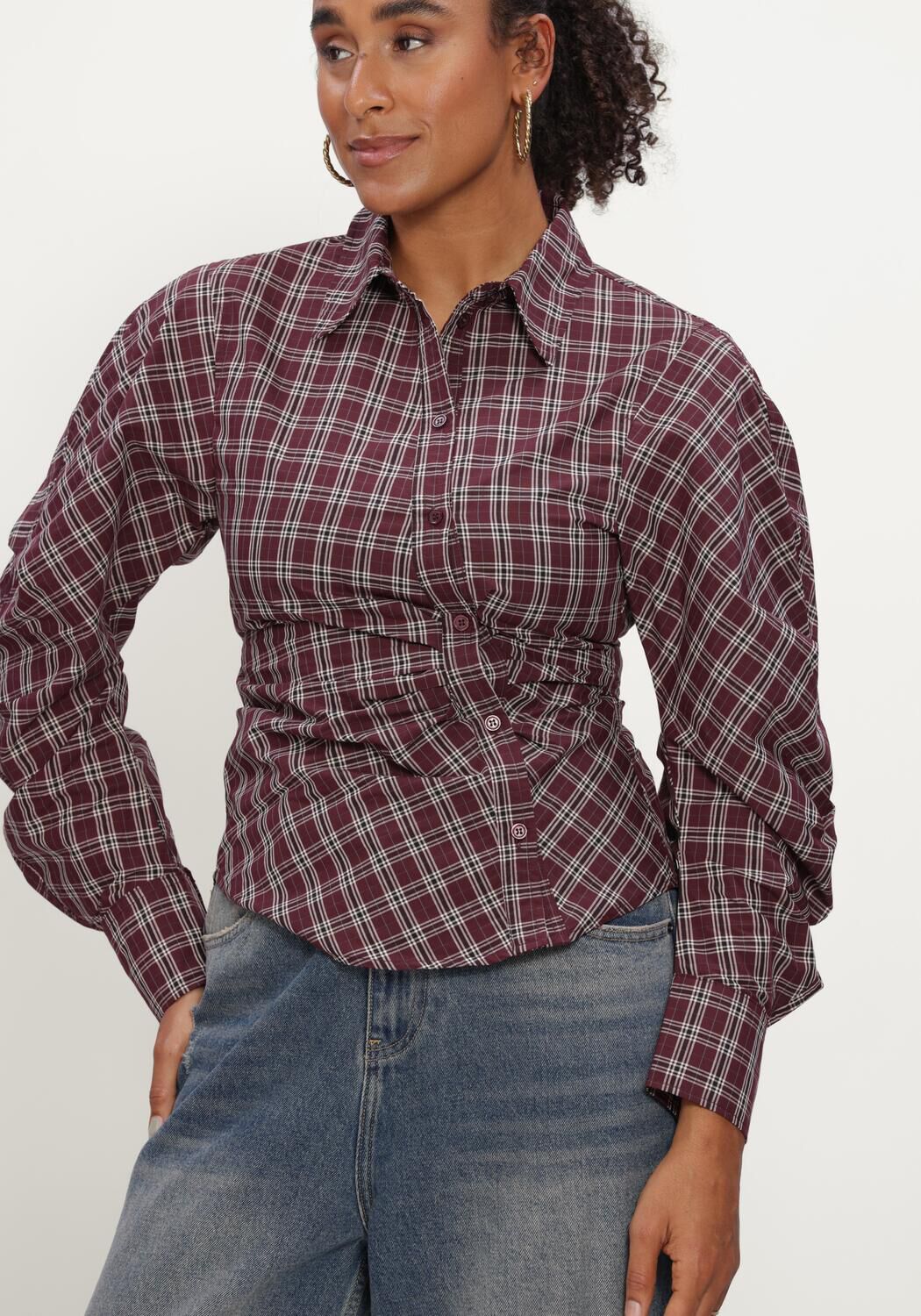 NEO NOIR NEOELLA MEDIUM CHECK SKIRT Blouses Bordeaux - large