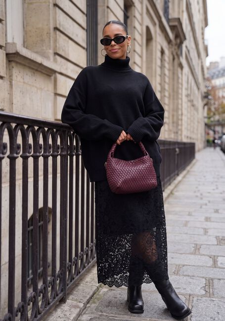 Y.A.S. Jupe midi YASLACEY HW LONG LACE SKIRT en noir - large