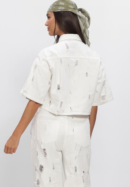Witte ALIX THE LABEL  LADIES WOVEN DAMAGED DENIM BLOUSE - large