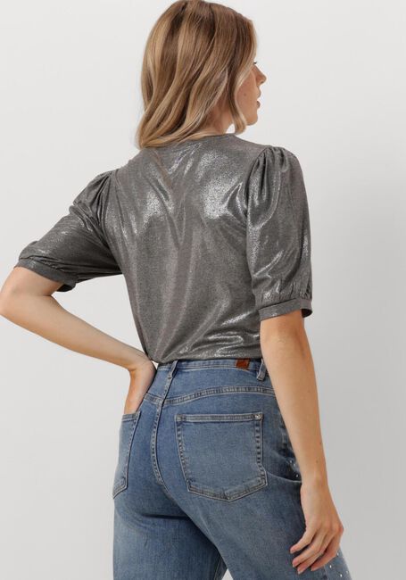 SUMMUM Haut ROND NECK TOP METALLIC COATED JERSEY en argent - large
