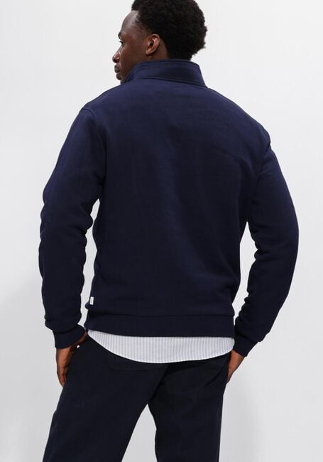 Donkerblauwe LES DEUX Trui NORREGAARD TONAL HALF-ZIP SWEATSHIRT - large