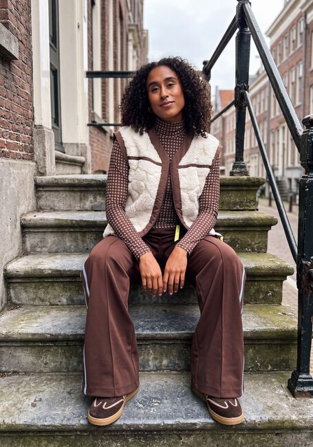 Bruine POM AMSTERDAM Top ROMI MESH CHECK BROWN - large