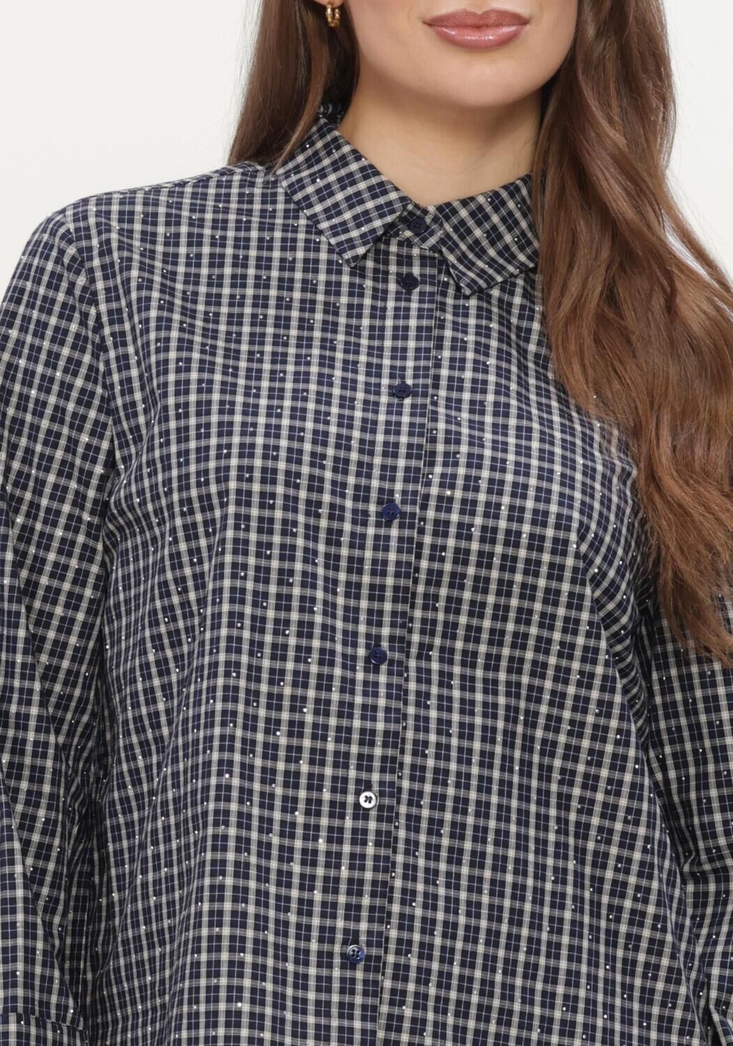 Donkerblauwe NEO NOIR  DREW CHECK BEDAZ SHIRT - large