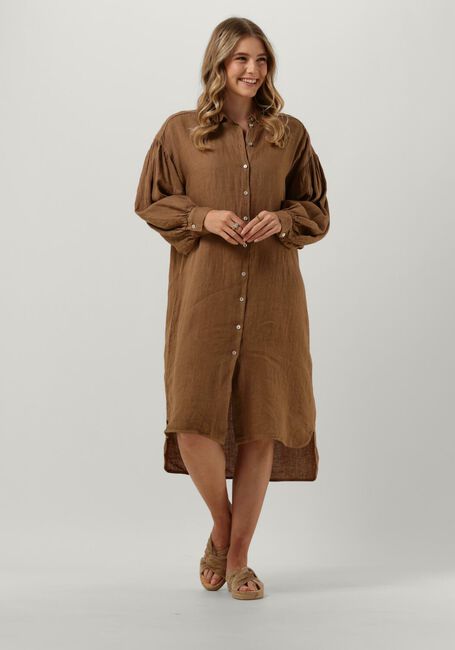 BY-BAR Robe midi SARAH LINEN LONG DRESS en marron - large