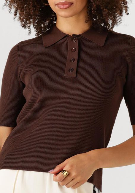 Bruine HAUTE L'AMITIÉ T-shirt PICCOLO SS POLO RIB KNIT - large