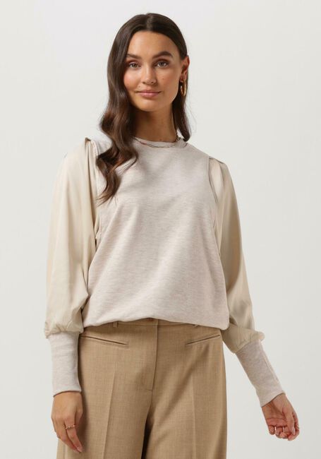 SUMMUM Pull SWEATER SATIN MIX SWEAT en beige - large