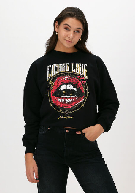 Zwarte COLOURFUL REBEL Sweater COSMIC LOVE DROPPED SHOULDER S - large