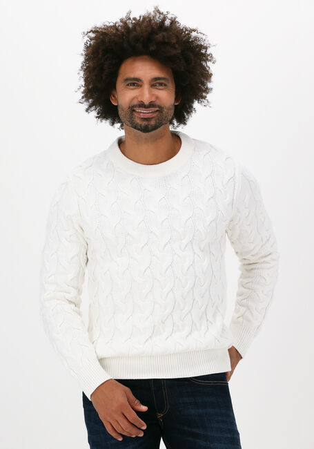 SELECTED HOMME Pull SLHRABI LS KNIT CABLE CREW NEC Blanc - large