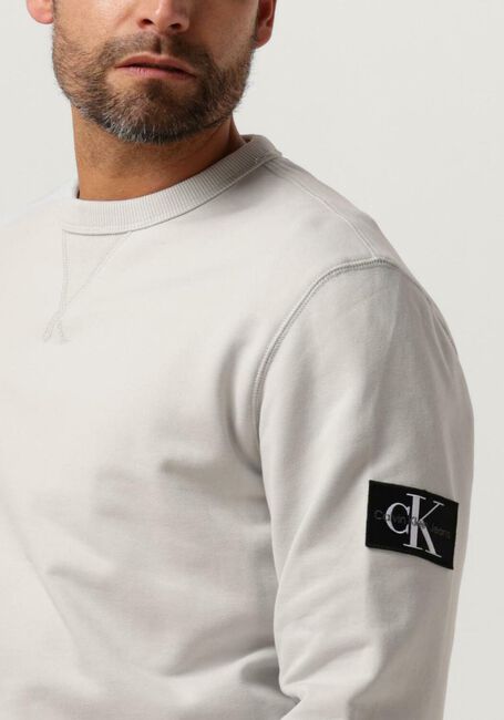 CALVIN KLEIN Chandail BADGE CREW NECK Gris clair - large