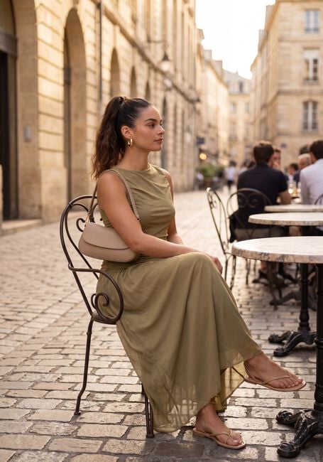 NEO NOIR Robe maxi CLUDINE MESH DRESS en vert - large