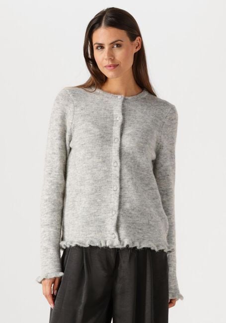 SELECTED WOMEN Gilet SLFLULU FRILL LS KNIT CARDIGAN Gris clair - large