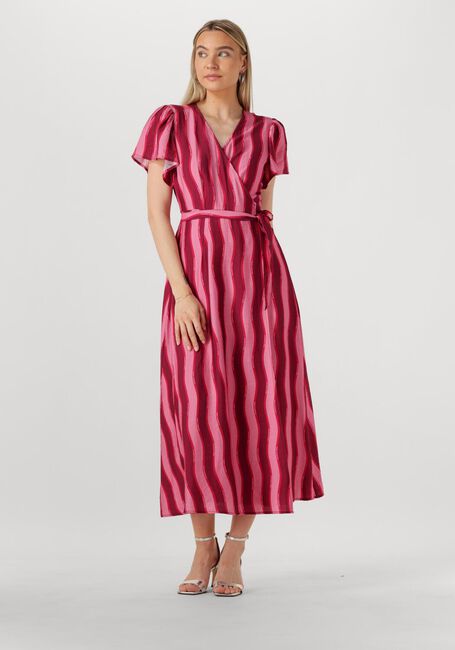 COLOURFUL REBEL Robe maxi AVA STRIPED REAL WRAP MAXI DRESS SS en rose - large
