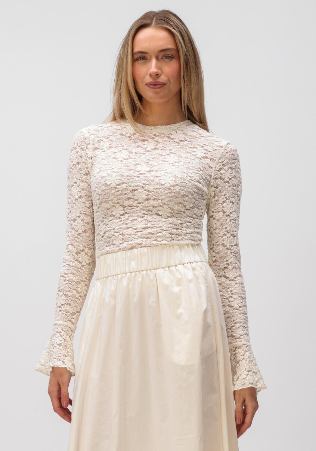 NOTRE-V NV-HILLECHIEN LACE TOP Hauts & T-shirts Cr&egrave;me - large