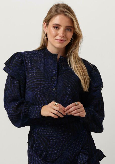 Donkerblauwe ALIX THE LABEL  GRAPHIC RAFFLE BLOUSE - large