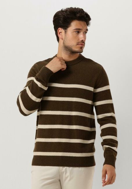 Donkergroene ANERKJENDT Trui AKRICO STRIPE LAMBSWOOL - large