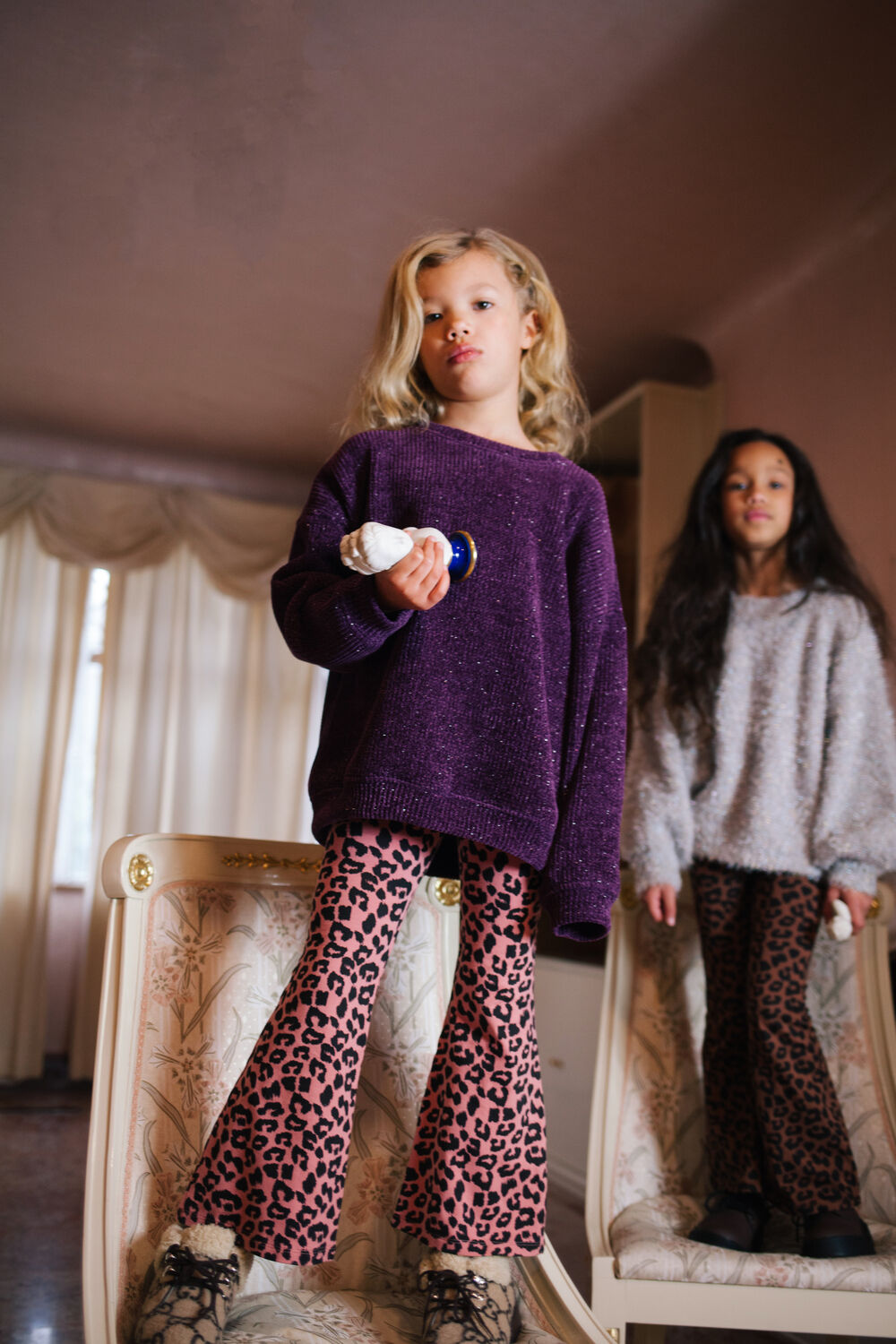 Roze DAILY BRAT Flared broek LEOPARD FLARED - large