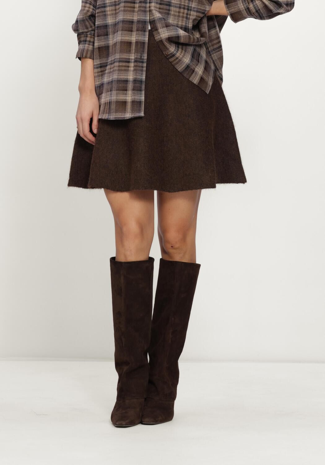 Bruine NEO NOIR Minirok RENATA FLUFFY KNIT SKIRT - large