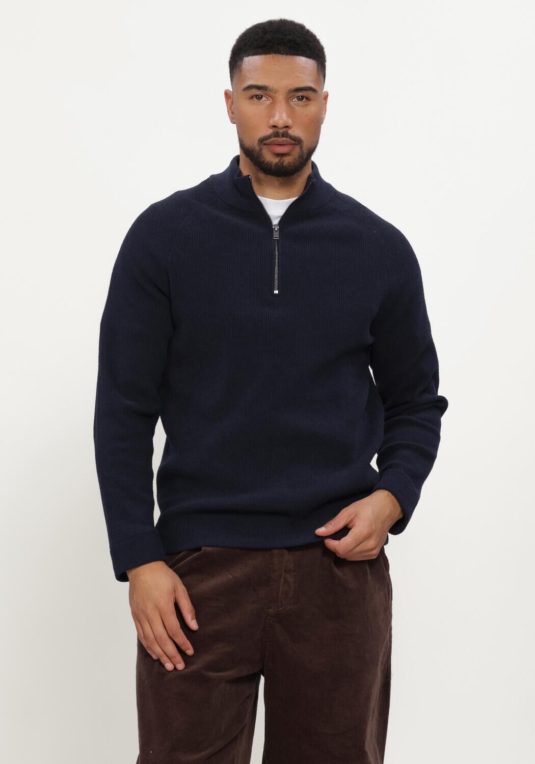 JC RAGS Pull PULLOVER HALF ZIP EMILE Bleu fonc&eacute; - large
