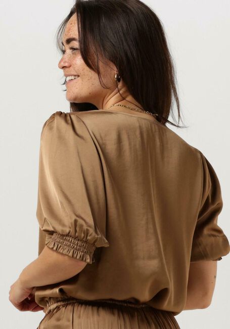 MINUS SELVA V-NECK PUFF HALF SLEEVE BLOUSE Blouses en camel - large