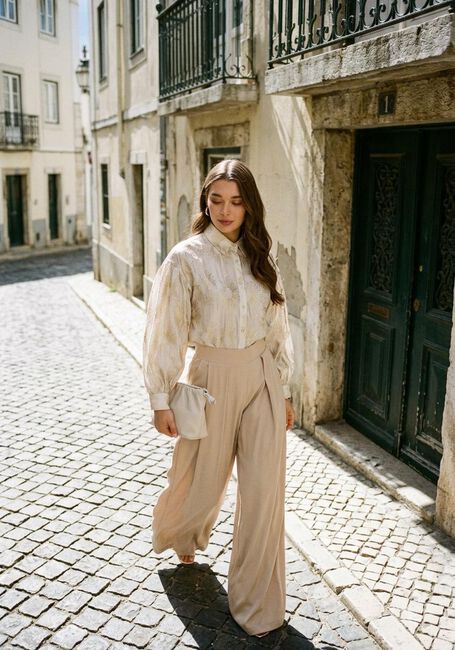 NUKUS Pantalon large JUNA PANTS en beige - large