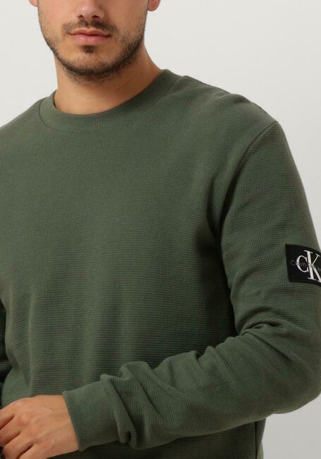 CALVIN KLEIN Pull WAFFLE LS TEE Vert foncé - large
