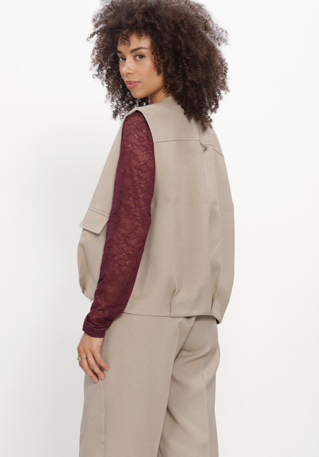 CATWALK JUNKIE Veste sans manches CHECK BODYWARMER en beige - large