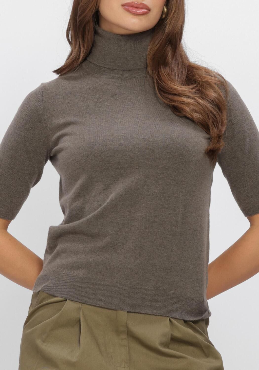Taupe BOII STUDIOS Top AKSA T-NECK KNIT - large