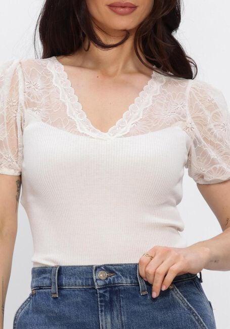 ROSEMUNDE T-shirt BEATHA FULL LACE V-NECK T-SHIRT &Eacute;cru - large