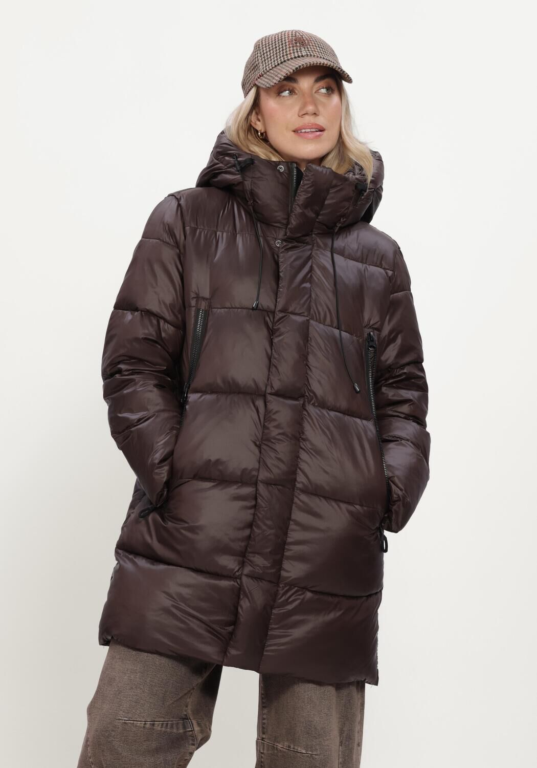 WITHBLACK Veste matelass&eacute; WBLABBY 3/4 DOWN JACKET en marron - large