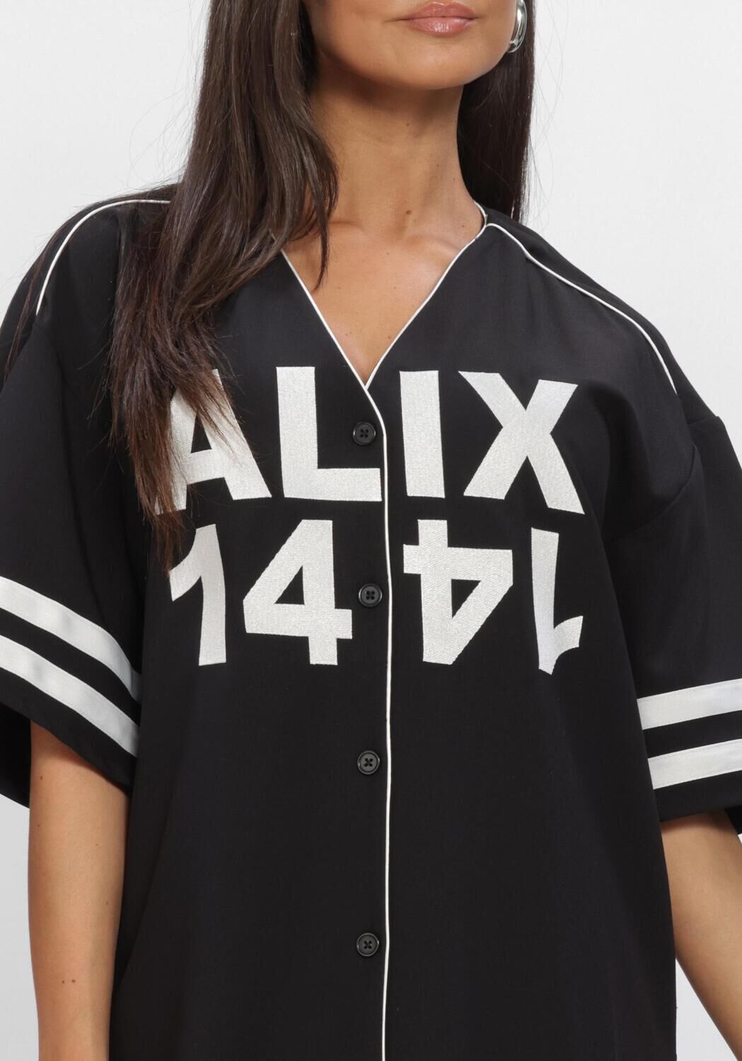 ALIX THE LABEL LADIES WOVEN BASEBALL SHIRT DRESS Robes en noir - large