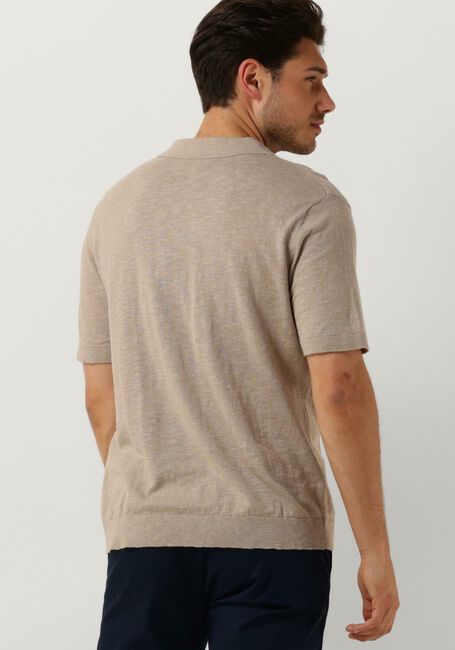 SELECTED HOMME Polo SLHBERG LINEN SS KNIT OPEN POLO en beige - large