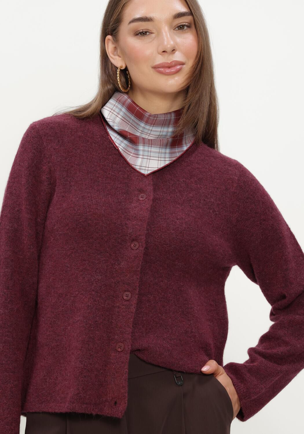 Bordeaux SELECTED WOMEN Vest SLFLULU NEW LS KNIT CARDIGAN - large