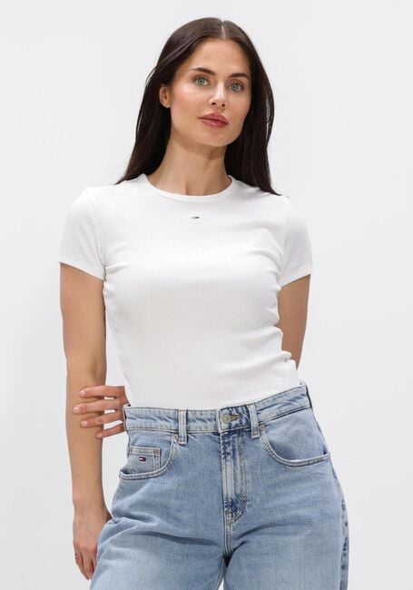 TOMMY JEANS Haut TJW SLIM ESSENTIAL RIB SS en blanc - large