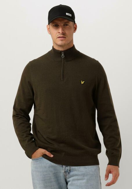LYLE & SCOTT Pull COTTON MERINO QUARTER ZIP JUMPER Olive - large