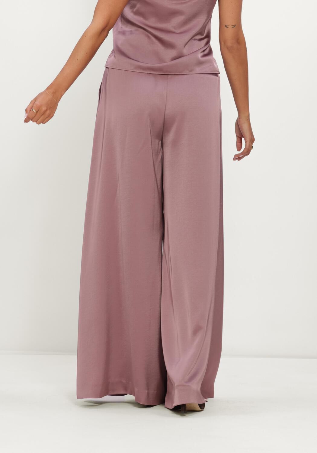Paarse DANTE6 Broeken/jumpsuits ONIQUE WIDE LEG SATIN PANTS - large