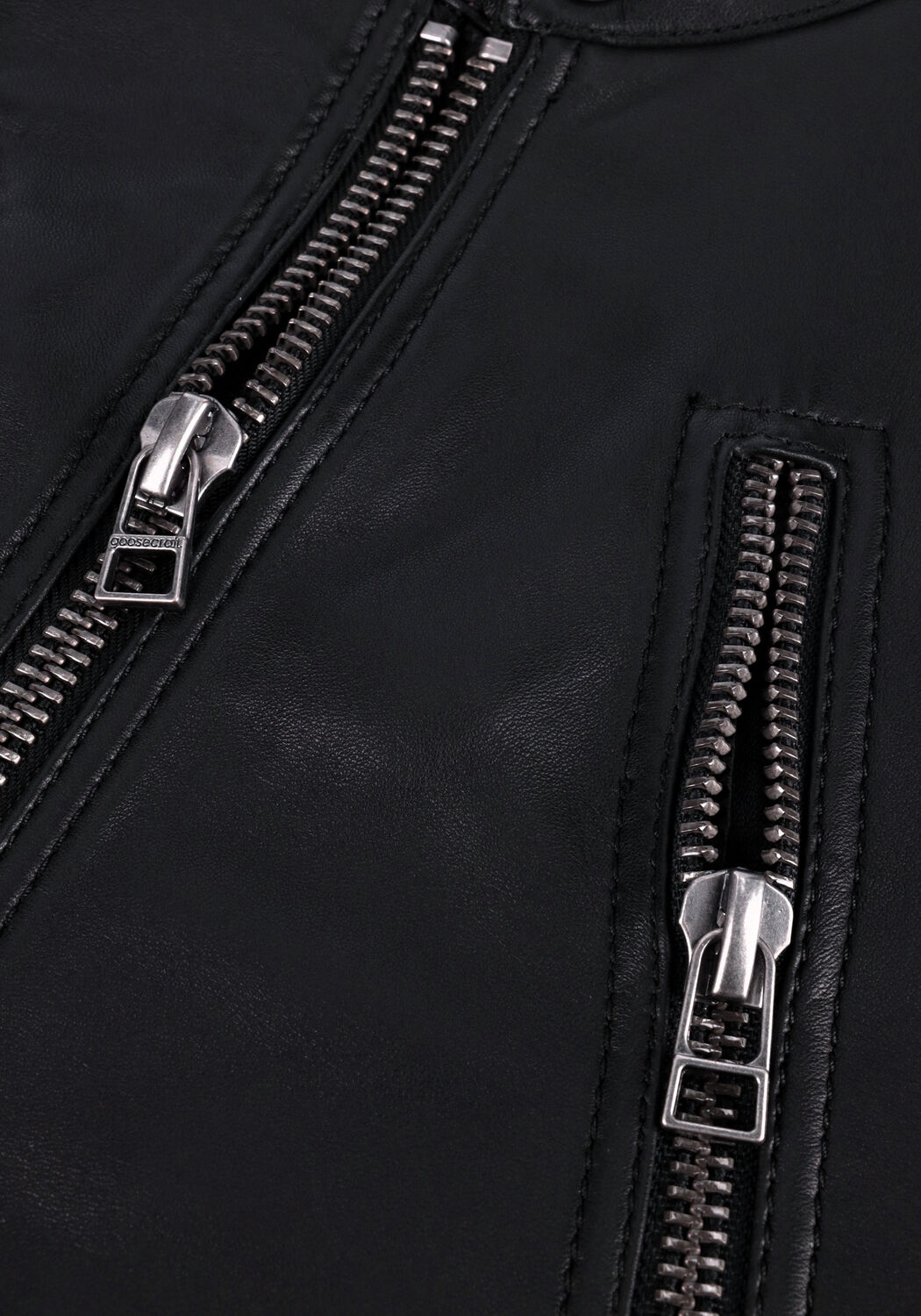 Zwarte GOOSECRAFT Leren jas JOHNSTON BIKER - large