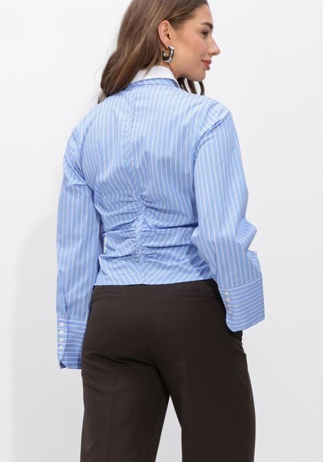 Lichtblauwe NEO NOIR  FRANCESCA STRIPE SHIRT - large