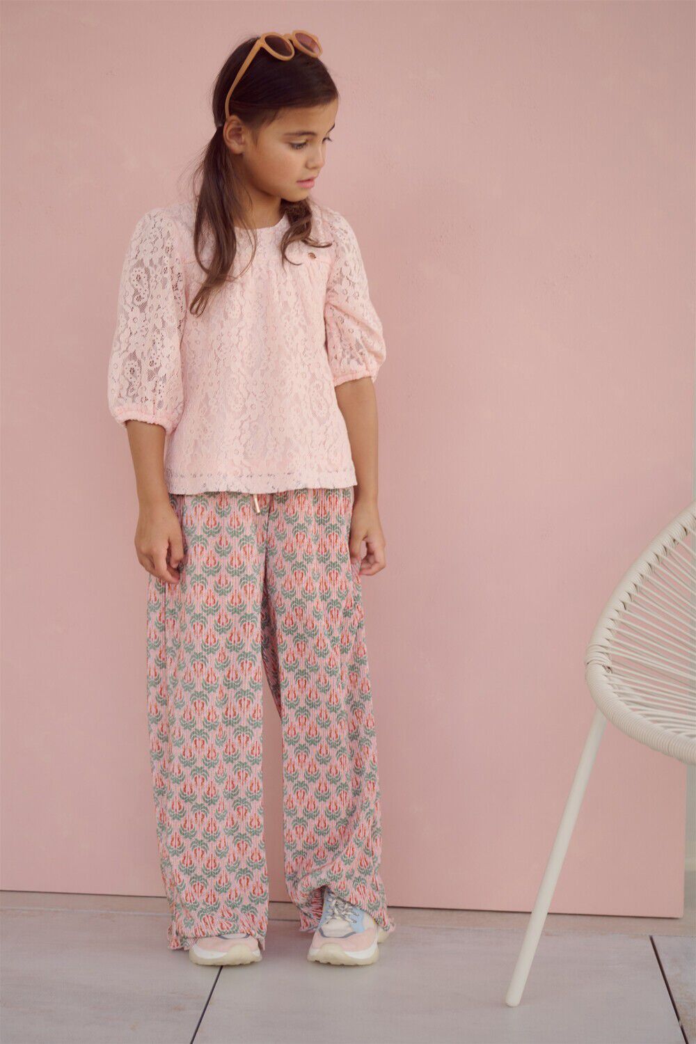 NONO Haut TINA LACE TOP WITH PUFFED SLEEVE en rose - large