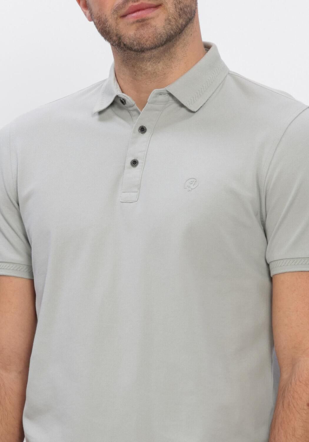 Lichtblauwe CAST IRON Polo SLIM FIT FINE PIQUE ESSENTIAL - large