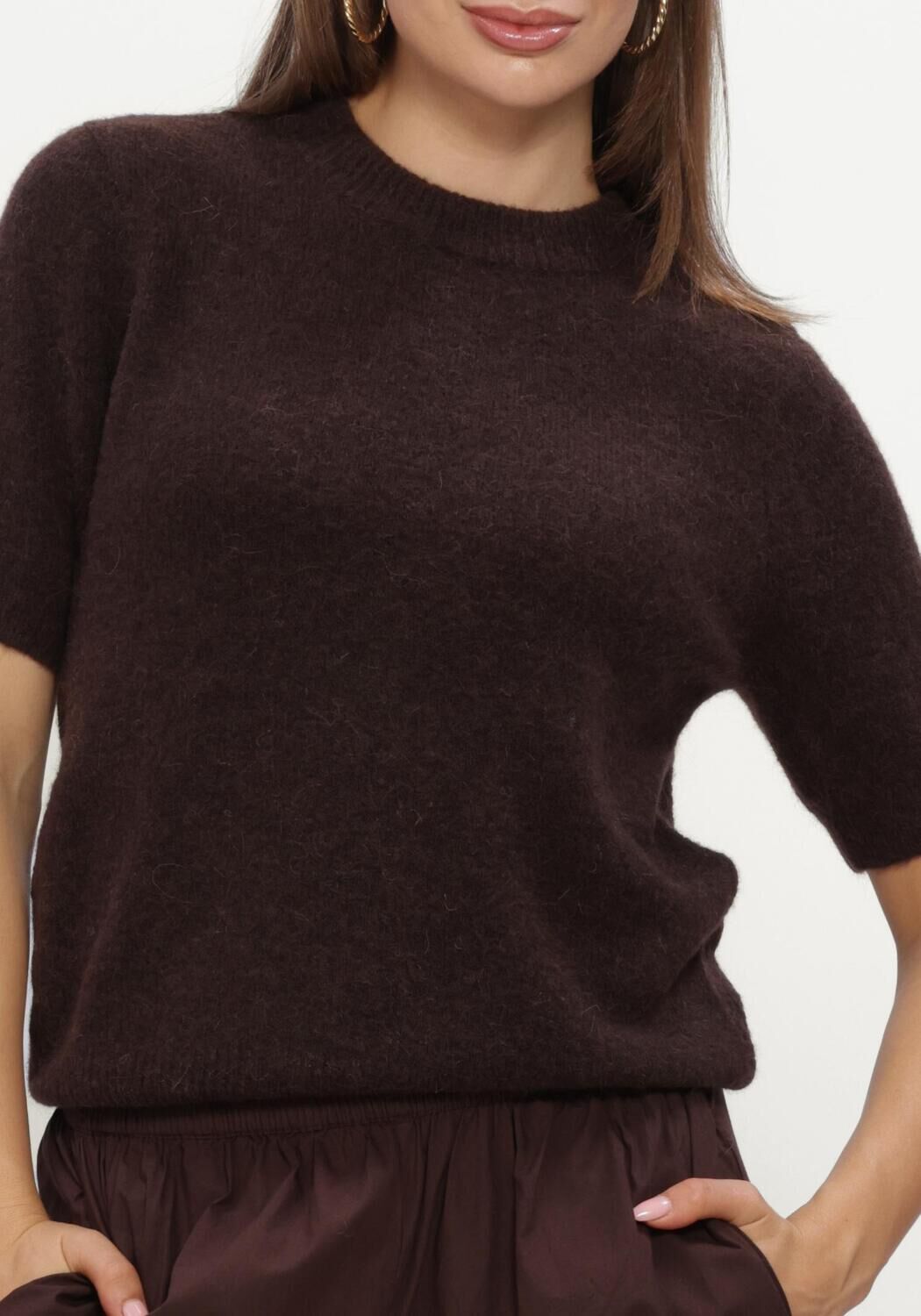 Y.A.S. Pull YASJOHI SS WOOL BLEND PULLOVER en marron - large