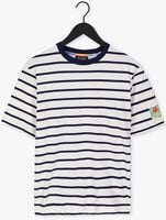 SCOTCH & SODA T-shirt STRIPED JERSEY CREWNECK T-SHIRT WITH BADGE IN ORGANIC COTTON Bleu/blanc rayé