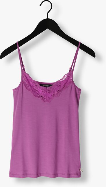 Paarse JANSEN AMSTERDAM Top TC103 SINGLET WITH LACE AT NECKLINE - large