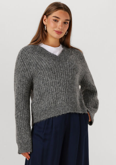 Grijze SELECTED WOMEN Trui SLFANJULI LS KNIT V-NECK - large