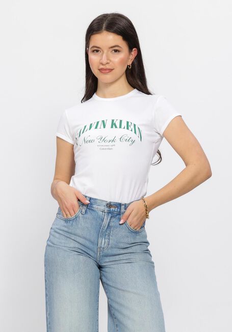 Witte CALVIN KLEIN T-shirt SS GRAPHIC LOGO BABY TEE - large