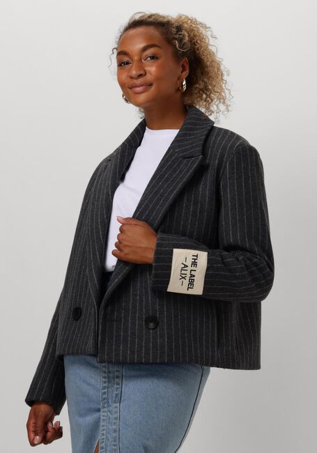 ALIX THE LABEL Manteau LADIES WOVEN PINSTRIPE CROPPED COAT Gris foncé - large