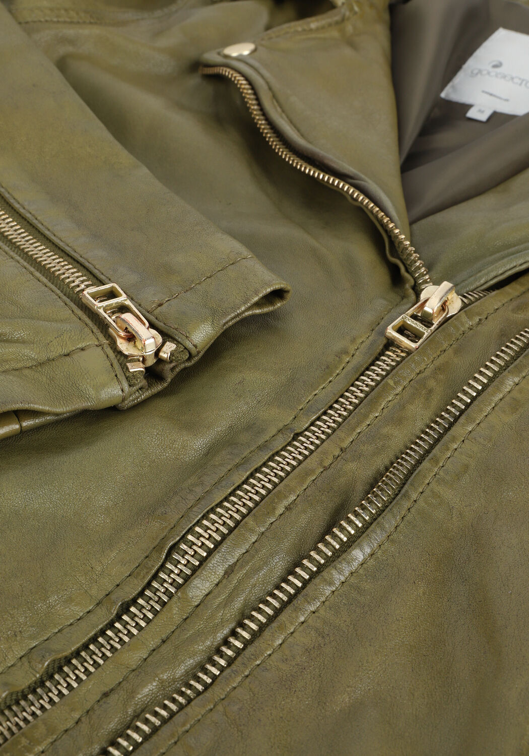 Groene GOOSECRAFT Leren jas BIKER513 - large